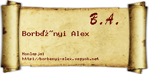 Borbényi Alex névjegykártya
